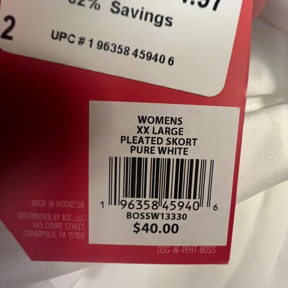 DSG Pleated Mid Rise‎ Skort, XXL, White - Picture 6 of 9